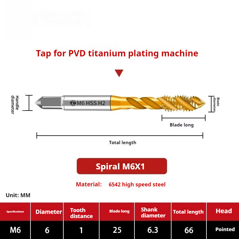 2120-High-speed steel 6542 cobalt-containing titanium plating machine with tap, spiral groove, straight groove, M35 tip tapping fine tooth tap Shandong Denso Pricision Tools Co.,Ltd.
